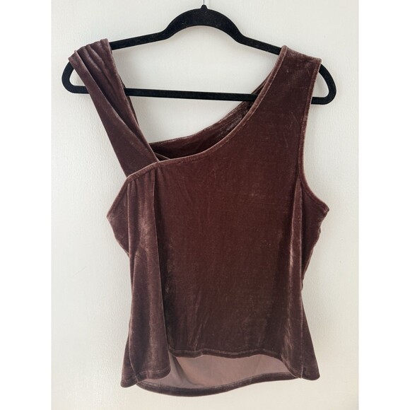 Sunday In Brooklyn Womens L Tank Top Velvet Purple/Brown Asymmetrical Top - Picture 3 of 7